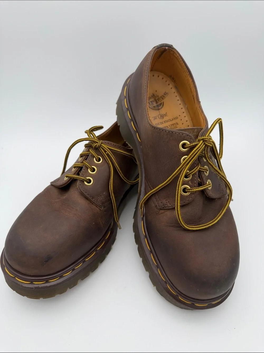 Vintage Dr. Martens Made in England Aztec Crazy Horse 1561 4 Hole Brown Oxford 6